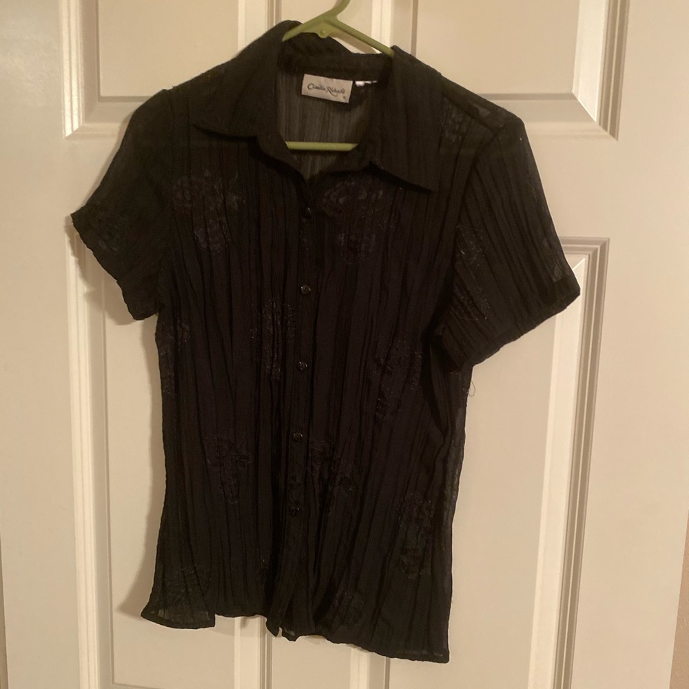 Claudia Richard black with embroidery dress blouse